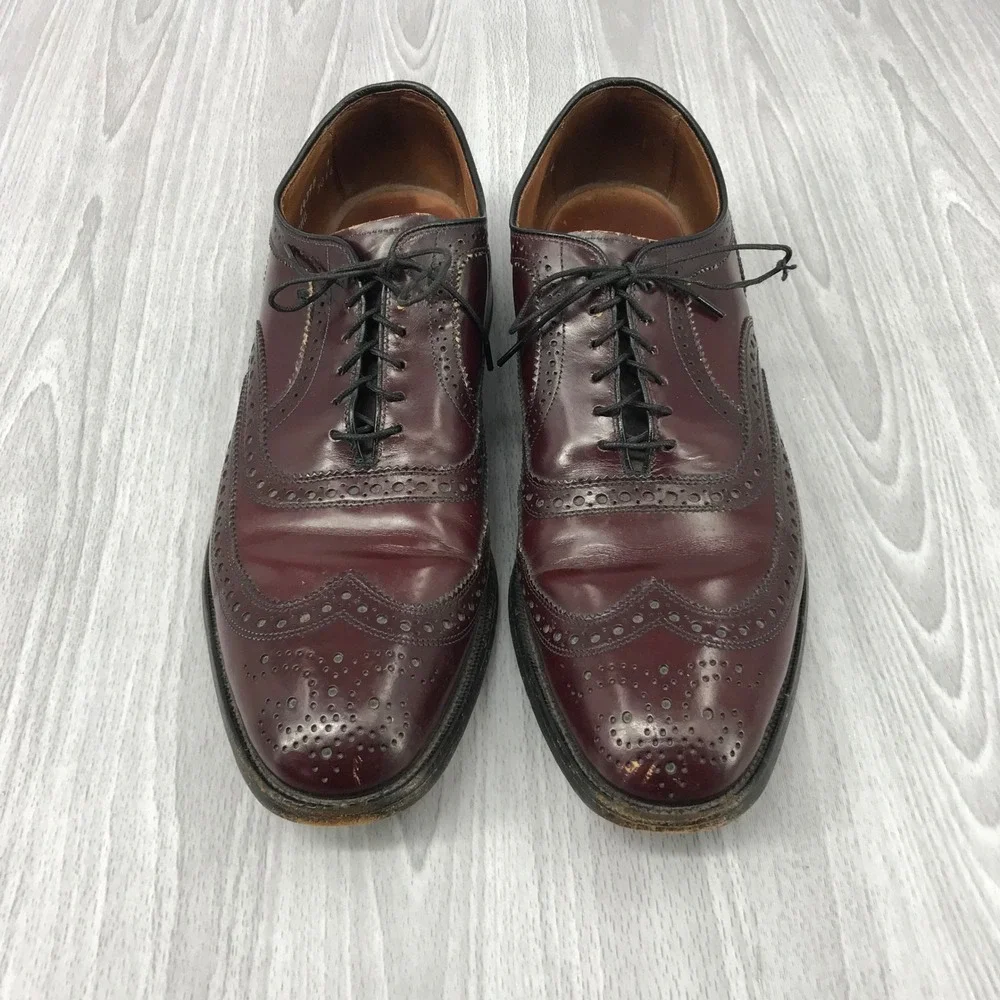 Allen Edmonds McAllister Burgundy Wingtip Oxford Dress Shoes Mens 10 C 6215